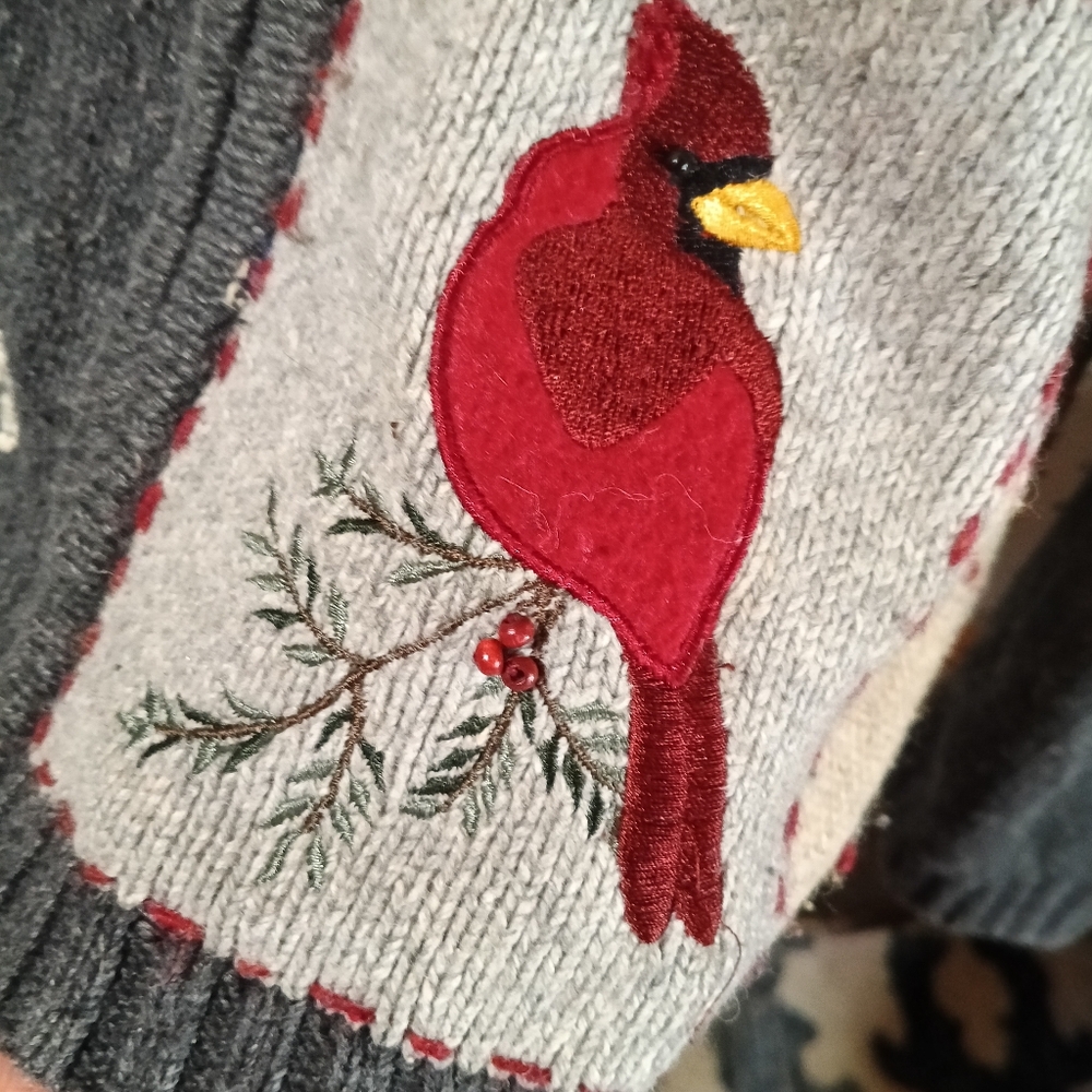 Cardinal Patchwork Zip-Front Sweater Croft & Barr… - image 5